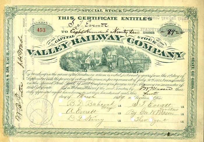 Valley Railway Co.- Jeptha H Wade Signed